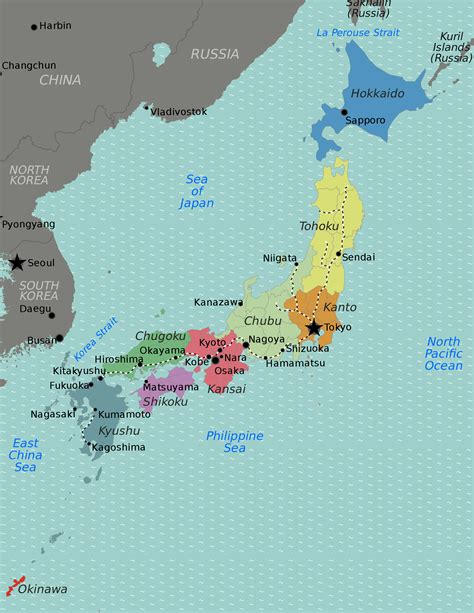 map of japan with cities|japan region map.